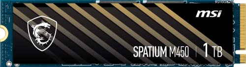 MSI SPATIUM M450 PCIe 4.0 NVMe M.2 1TB SSD Interno para Juegos de hasta 3600 MB/s 3D NAND hasta 600 TBW