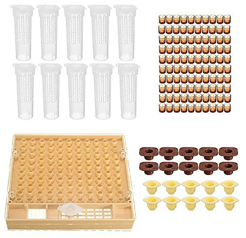 SEIWEI 130-teiliges Imker-Aufzucht-Set, komplettes Queen-Aufzuchtausrüstungs-Set mit 100 Zellbechern und 10 Rollkäfigen, Imker-Werkzeuge, Imker-Zubehör