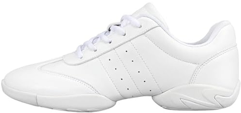 Flickor cheerleading skor cheerleading dansskor konkurrens tennis sneakers andas superlätta vita cheer skor för kvinnor sport träning tennis sneakers, Vit, 39 EU