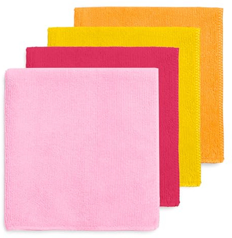 DIVINE GENIUS Happy Rainbow - Pack 4 bayetas de Microfibra reciclada Super absorbentes Lavables y Resistentes para Cocina Secado rápido Trapos de Limpieza