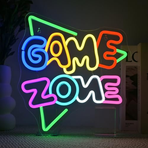 SIGNSHIP Game Zone Neon Schild, Gaming Led Schild Dimmbar für Spielzimmer Wanddekoration USB Powered, Neon Sign Geschenkideen für Kinder,Schlafzimmer Spielraum,Gaming,Jungen Zimmerdekoration