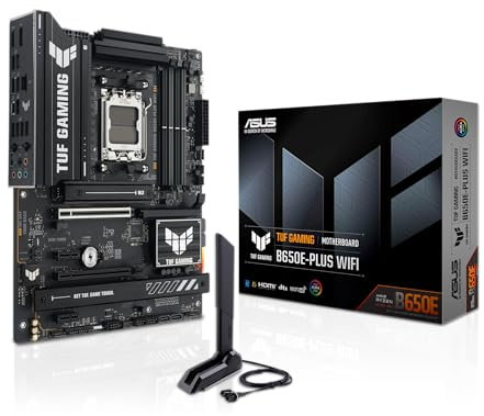 ASUS TUF Gaming B650E-PLUS WiFi AMD B650 ATX Motherboard, 12+2+1 80A DrMOS Power Stages, DDR5, PCIe 5.0 Ready, 3X M.2, Wi-Fi 6E, 2.5Gb LAN, DisplayPort, HDMI™, USB Type-C, BIOS Flashback, Aura Sync