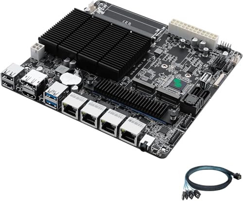 HKUXZR Scheda madre Mini ITX NAS a 6 alloggiamenti, 4 porte, i226-v 2,5 GbE, Celeron J4125 a 4 fili fino a 2,7 GHz, 2 DDR4, 2 M.2, NVMex1 2280, 2 SATA3, SFF-8643
