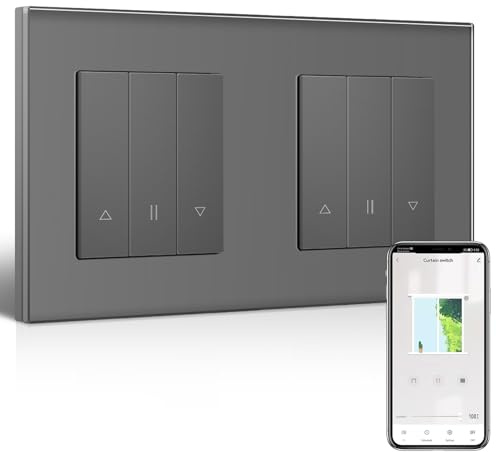 BSEEDLIFE Smart WIFI - Interruptor de persiana doble con wifi, color gris, interruptor inteligente para persiana empotrada, compatible con Alexa/Google Home, interruptor inteligente para persianas