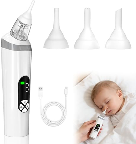 NAVESO Aspiratore Nasale Neonato, Aspiratore Nasale Neonato Elettrico con 3 Puntali In Silicone Di Diverse Dimensioni, 3 Livelli Di,Aspirazione E Funzione Musica,Aspira Muco Neonato