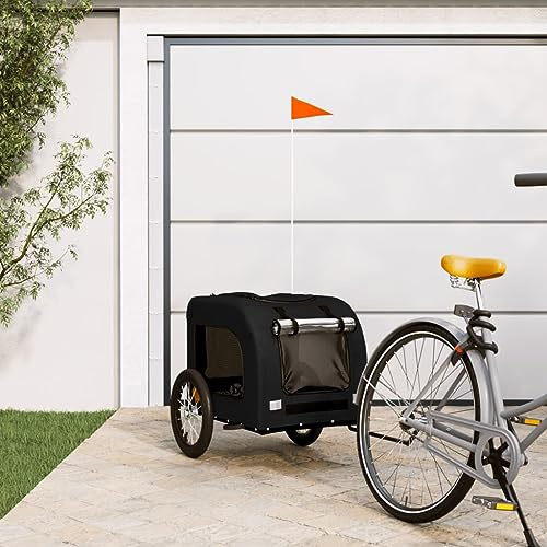Nqyjm Remolque de Bicicleta Perros Negro Tela Oxford y Hierro para Perros Gatos LH53839