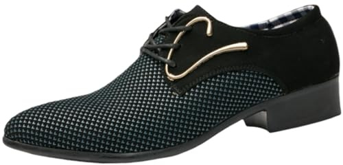 Hixingo Zapatos de Vestir Hombre Sin Cordones, 38-48 EU Zapatos de Cuero Modernos Zapatillas Vestir Hombre Verano Antideslizante Suela de Goma para Negocios, Bodas (1427 Negro y Blanco,46)
