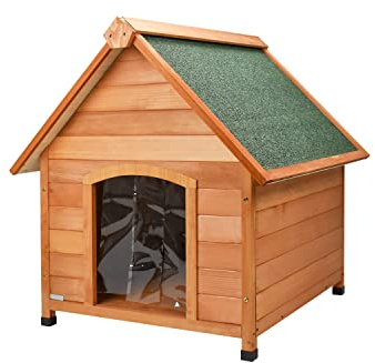 CUCCIA PER CANE CANI IN LEGNO IMPERMEABILE TETTO SPIOVENTE PER ESTERNO GIARDINO MISURA SMALL 80x83x86h cm CON TENDA