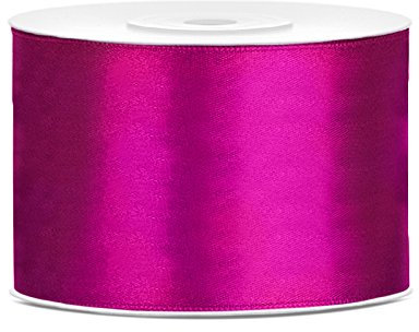 partydeco.pl Satinband Farbe Fuchsia - kräftig pink - Dekoband 5 cm breit
