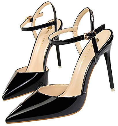 Femmes Mode Escarpin Stiletto Cuir Verni Chaussure Beau des Sandales Femme Talon Haut Aiguille Sexy Mariage Club Soirée Talon Aiguille 10.5CM