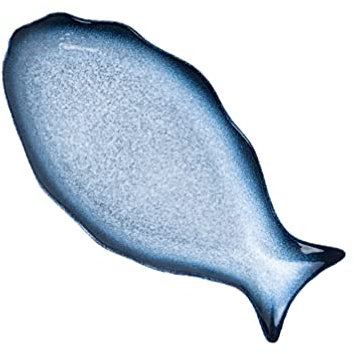 HEMOTON Assiette en forme de poisson - Plat créatif en céramique - Plat de service pour les restaurants et la maison - 30,5 cm