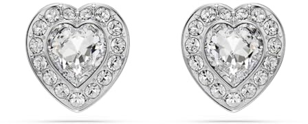 Swarovski x Ariana Grande, Clous d'oreilles en forme de cœurs, avec des cristaux incolores de tailles variées, en métal rhodié