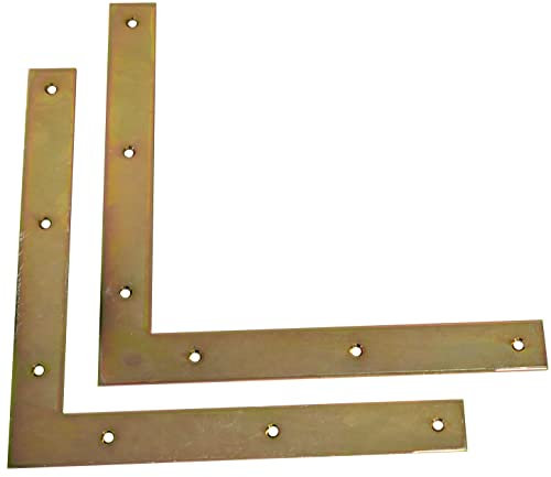 AERZETIX - C58808 - Juego de 2 Escuadras de montaje y fijación planos 250x250x30x3mm - escuadra de marco - estructura madera puerta ventana - en acero galvanizado amarillo