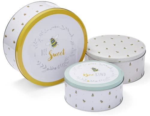 Cooksmart England Set of 3 Cake Storage Tins | British Designed Nesting Cake Tins for Biscuits | Tin/Biscuit Tin Available as Square Storage Tin or as Round Storage Tin
