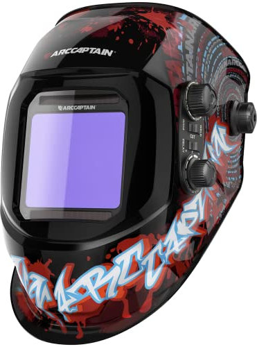 ARCCAPTAIN Casque de soudage automatique Real Colour entièrement automatique avec champ de vision extra large 10 x 9 cm Couleur véritable Casque de soudeur Large ombre 4/9-13 pour ARC TIG MIG