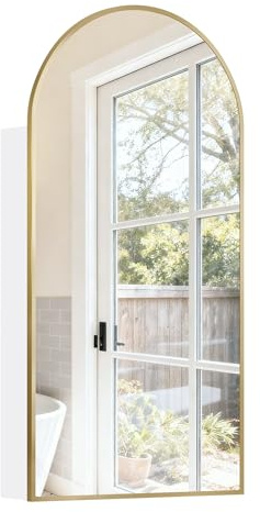 Mepplzian Bathroom Mirror Cabinet,Brushed Gold Bathroom Cabinet with Mirror