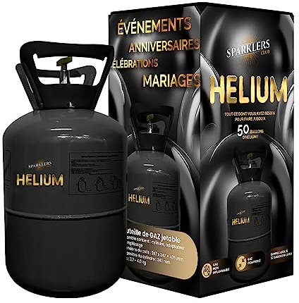 Elio Grande bottiglia di gas di elio per 50 palloncini - Caramella usa e getta capacità 0,40 m3 ideale per feste, compleanni, matrimoni e feste - Fai galleggiare i tuoi palloncini con SPARKLERS CLUB®