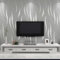 Trafagala Embossed Wallpaper Non-Woven Wave Stripes Roll 3D Embossed Wave Wallpaper Silver Glitter Wallpaper Feature Stripe Modern Geometric Patterned Taupe for Livingroom Bedroom Kitchen, Grey