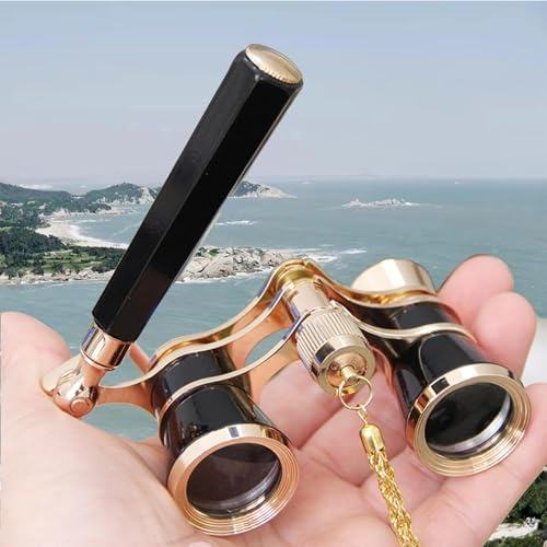 Yourelexit® Opera Glasses Binoculars Lorgnette Theater Optical Glasses Mini Compact Lightweight Built-in Foldable Adjustable Handle with Neck Chain Vintage Adults Women Men in Musical Concert Cinema