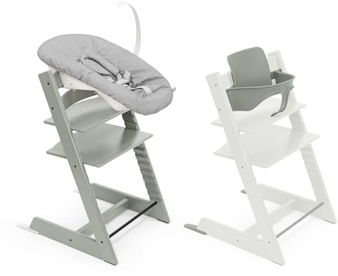 Stokke Tripp Trapp High Chair, Glacier Green (Includes Chair & Baby Set2) with Newborn Set - Safe, Adjustable, Ergonomic Design