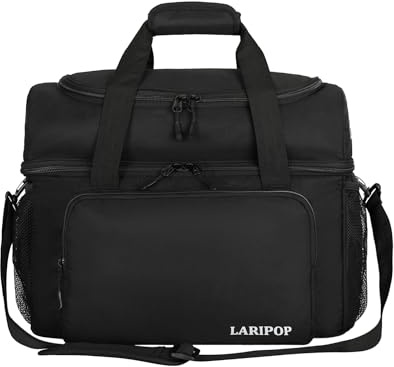 LARIPOP 2 Ball Bowling Bag Double Ball Tote with Padded Ball Holder, Ventilated Shoe Compartment (Mens Size 16), Anti-Slip Feet & Accessory Pockets for Bowling League, Practice & Tournament