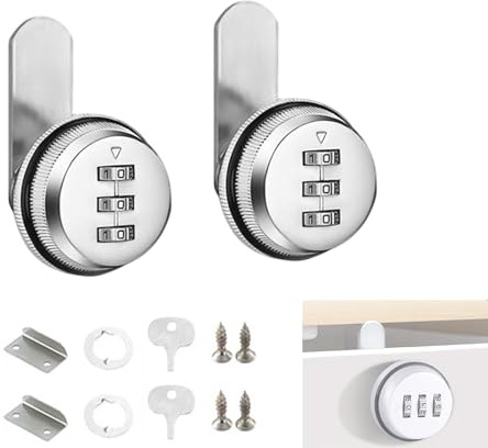 Eruceky 2 Pcs Cerradura de Contraseña para Taquilla, Cerradura de Contraseña para Muebles, para Armario Cajones Buzones