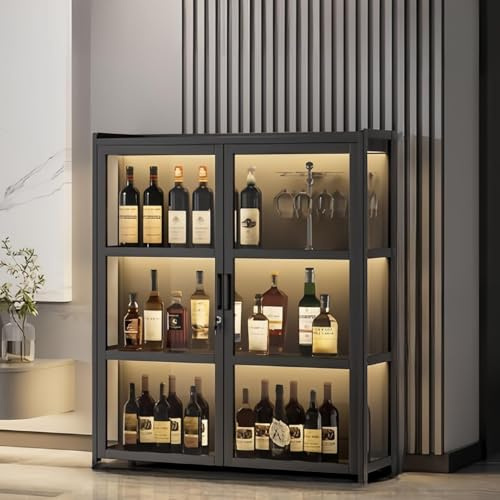 Hynbdes Drinks Cabinet,Freestanding Wine Bar Cabinet Kitchen Storage Cupboard Sideboard for Home Mini Bar, Dining Room, Living Room, Bedroom, Office