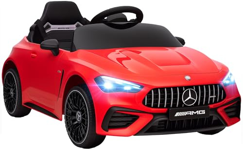 AIYAPLAY Licensed Mercedes AMG CLE 53 Kids Electric Car, 12V Ride On Car with Dual Motors, Remote Control, Suspension, LED Lights, Music and Auxiliary Wheels for 3-6 Years Old, Red