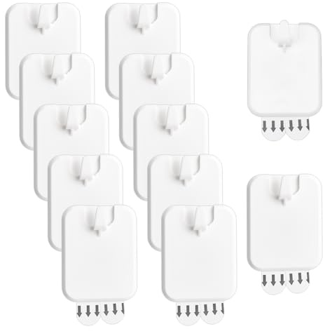 NBEADS 12 ensemble de Supports Muraux Sans Dommages, Acier Inoxydable Crochets Adhésifs Mural Supports pour Cadres Photo Adhésifs Sans Clous pour Portes et Placards, Blanc