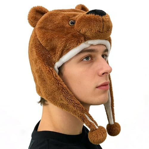Gorros de Animales para Niños - Gorro de Dibujos Animados Suave Tierno y Cálido con Orejeras - Sombrero Divertido para Disfraz - para Otoño, Año Nuevo, Uso Diario, Interior, Exterior, Cumpleaños y
