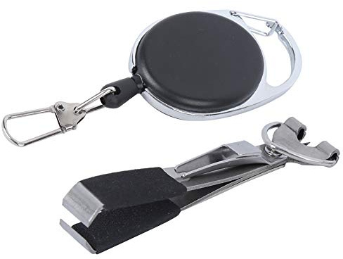 CHEOTIME Herramienta 4 en 1 para Atar Nudos y Cortar líneas de Pesca con Mosca, Cortador de línea de Pesca de Acero con Retractor, Herramienta rápida para Atar Nudos en líneas de