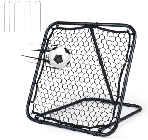 COSTWAY Filet de Rebond Football, Réglable en Angle, 101 x 96 x 96,5 cm