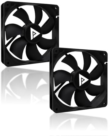 Apevia 120mm Silent PC Case Fan 2-Pack – AF212S-BK, High Airflow 57.67 CFM, Low Noise 24.7 dBA, 4-Pin Molex & 3-Pin Motherboard Connector, 1350 RPM Cooling Fans