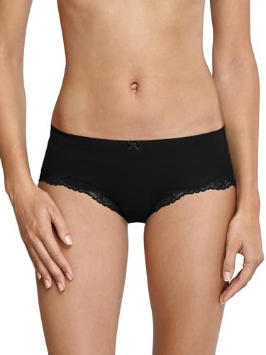 Schiesser Damen Hipster Mit Spitze - Pure Cotton Bikinislip, Schwarz_157413, 36 EU