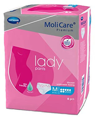 MoliCare Premium lady pants, Diskrete Anwendung bei Inkontinenz speziell für Frauen, Aloe Vera, 7 Tropfen, Gr. M, 4x8 Stück - Vorteilspackung