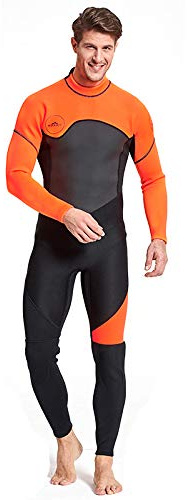 Sbart Muta da uomo a lunghezza intera, 3 mm, per estate e inverno, in neoprene, per surf, immersioni, nuoto (arancione, L)