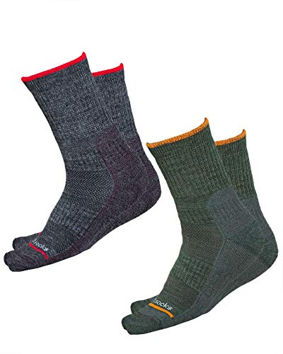 vitsocks Chaussette technique randonnée LAINE MÉRINOS anti-ampoule Femme, chaude épaisse sport montagne trekking travail marche, 2x lot : vert gris, 35-38