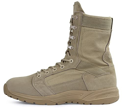 QUNLON Men's Military Tactical Boots Durable Army Cadet Patrol Boots for Outdoor Work Motorcycle
