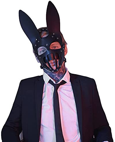 Mumbobyswim Women Leather Masks Bunny Mask Leather Cat Rabbit Mask Masquerade Party Half Face Masks for Cosplay Halloween Easter Costume Props Accessory (EM-026)