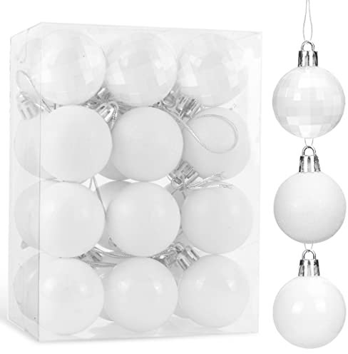 WeihnachtskugelnWeiß 4cm, 24 Stücke Christbaumkugeln Kunststoff Weihnachtsdeko Kugeln Klein,Weihnachtsbaumschmuck Set,Weihnachtsbaum Deko & Christbaumschmuck Weihnachtsbaumkugeln