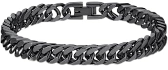 Richsteel Men's Bracelets 19cm Stainless Steel Chain Bracelet For Women Black Cuban Link Bangle Fashion Jewellery