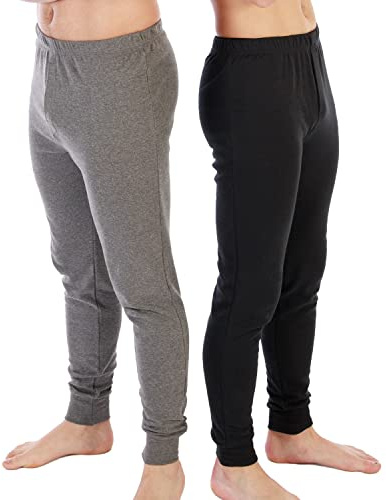 LACOTEX L C T 2 Pack calzón Largo Interior Hombre algodón Afelpado L1906. Modelo Termal (Negro/Gris, L)