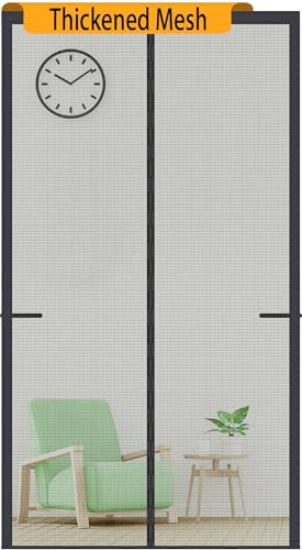 Upgraded Magnetic Screen Door Thicker 250g/m² Reinforced Mesh,36 Longer Magnets,Door Screen Magnetic Closure for Single Door,Heavy Duty Door Net Screen with Magnet,Fit Doors to 36 x 80 Inch,Black