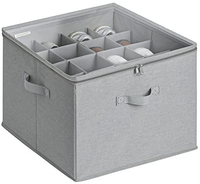 StorageWorks Shoe Organiser Box, Fits up to 16 Pairs, Foldable Shoe Storage Organiser, Stackable Shoe Rack Cabinet with Clear Cover, Space Saver Shoe Box with Lid, Shoes Rack Cabinet, Grey