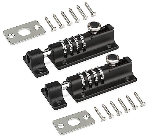 2 Sets Cerradura De Combinación De Cerrojo, Cerradura De Puerta Corredera, Acero Inoxidable, Tornillos Antimanipulación, Cerradura De Combinación Digital Para Perreras, Graneros, Almacenes Etc