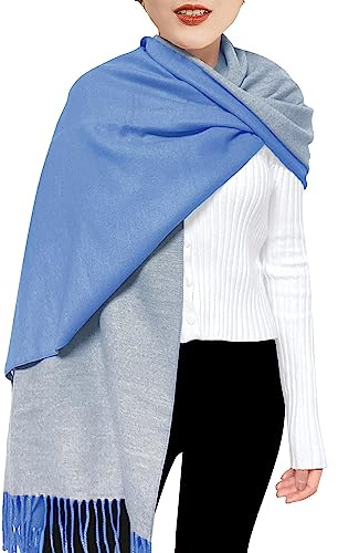 ehsbuy Bufanda de cachemira para mujer, mantones y envolturas de pashmina suaves, reversibles, largas, grandes, cálidas, gruesas, bufandas con borla para bodas, regalos de mujer