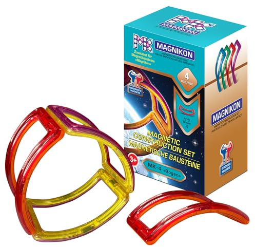 MAGNIKON Magnetische Bausteine Bogen 4 STK Zusatzset - Montessori Spielzeug ab 3 Jahre, Magnete Kinder, Magnetspiel Magnetbausteine, Magnet Tiles, Magnetic Building Blocks, Kinderspielzeug Bauklötze