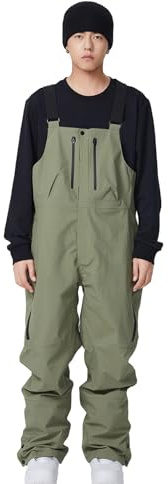 Men's Waterproof Ski Bibs Winter Snow Pants Overalls Snowboarding Pant for Outdoor Sports(K2303,AG,L)