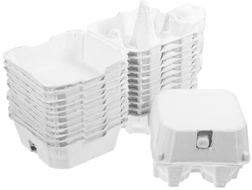 IMIKEYA Lot de 4 boîtes à œufs en carton : 12 boîtes à œufs réutilisables, 4 cartons en papier de cellulose naturelle pour poules, canards, marché aux œufs d'oie