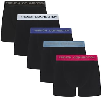 French Connection Mens Boxer Shorts Multipack Cotton Stretch Underwear | 5-Pack Gift Box · Premium Breathable Cotton · Soft Elasticated Waistband · Ideal Gift for Men · Sizes S-4XL